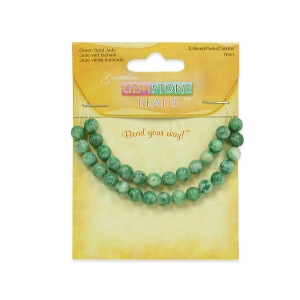 Green Spot Jade Beads Pack of 30