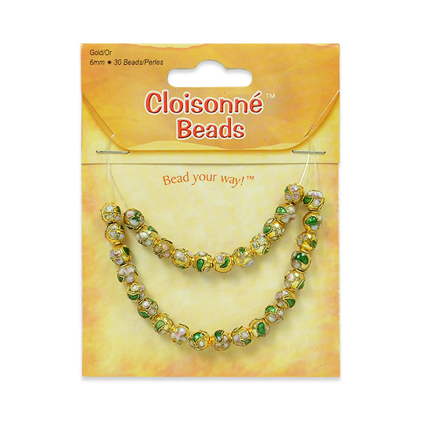 Cloisonné Beads Pack of 30 Beads    - Gold Multi