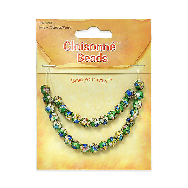 Cloisonné Beads Pack of 30    - Green Multi