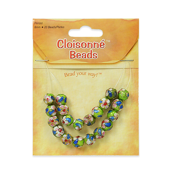 Cloisonné Beads Pack of 20     - Green Multi