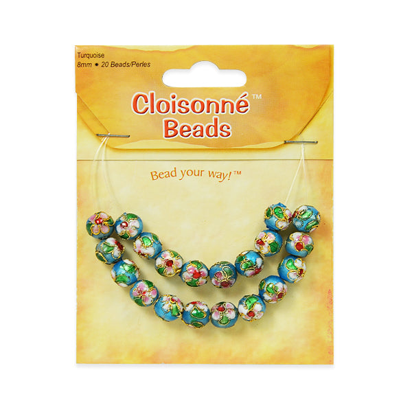 Cloisonne Beads Pack of 20    - Turquoise Multi