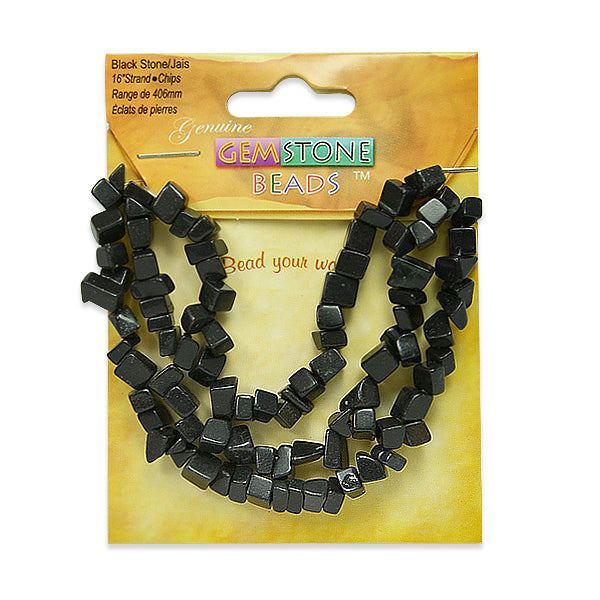 Black Stone Chips - 16" Strand - Natural Blackstone Beads