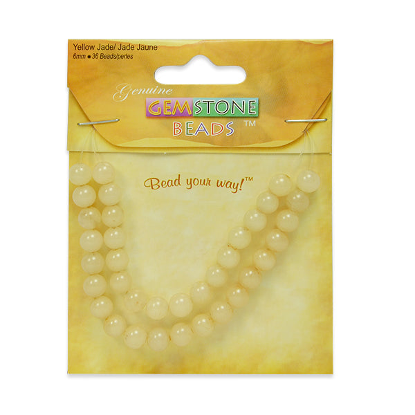 Yellow Jade Beads  36 pcs.    - Natural