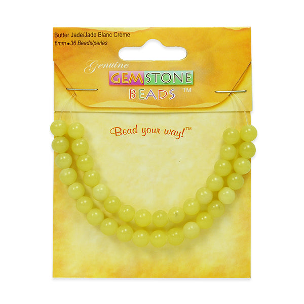 Butter Jade Beads - 6mm - 36 pcs.     - Natural