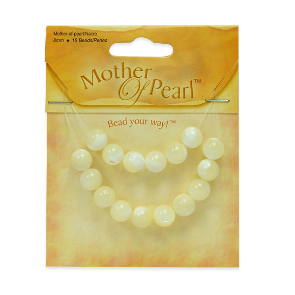 Mother of Pearl Beads - 8mm - 16 Pc Pack     - Natural