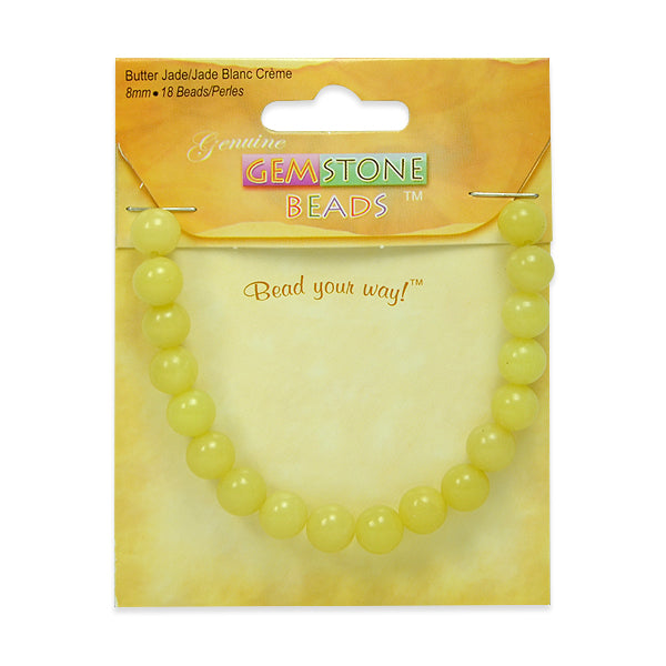 Butter Jade Beads - 8mm - 18 pcs.      - Natural