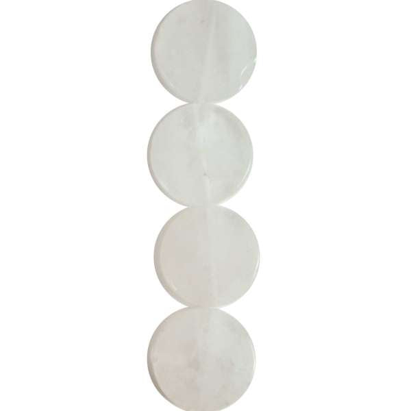 Rock Crystal Disk Beads - 15mm - 7 pcs.    - Natural