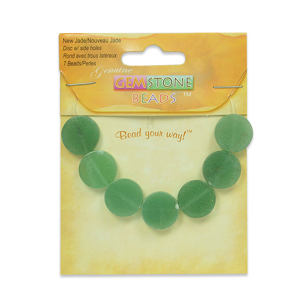 New Jade Disk Beads - 15mm - 7 pcs.      - Natural