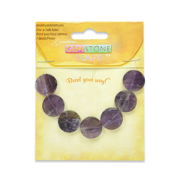 Amethyst Disk Beads Pack of 7