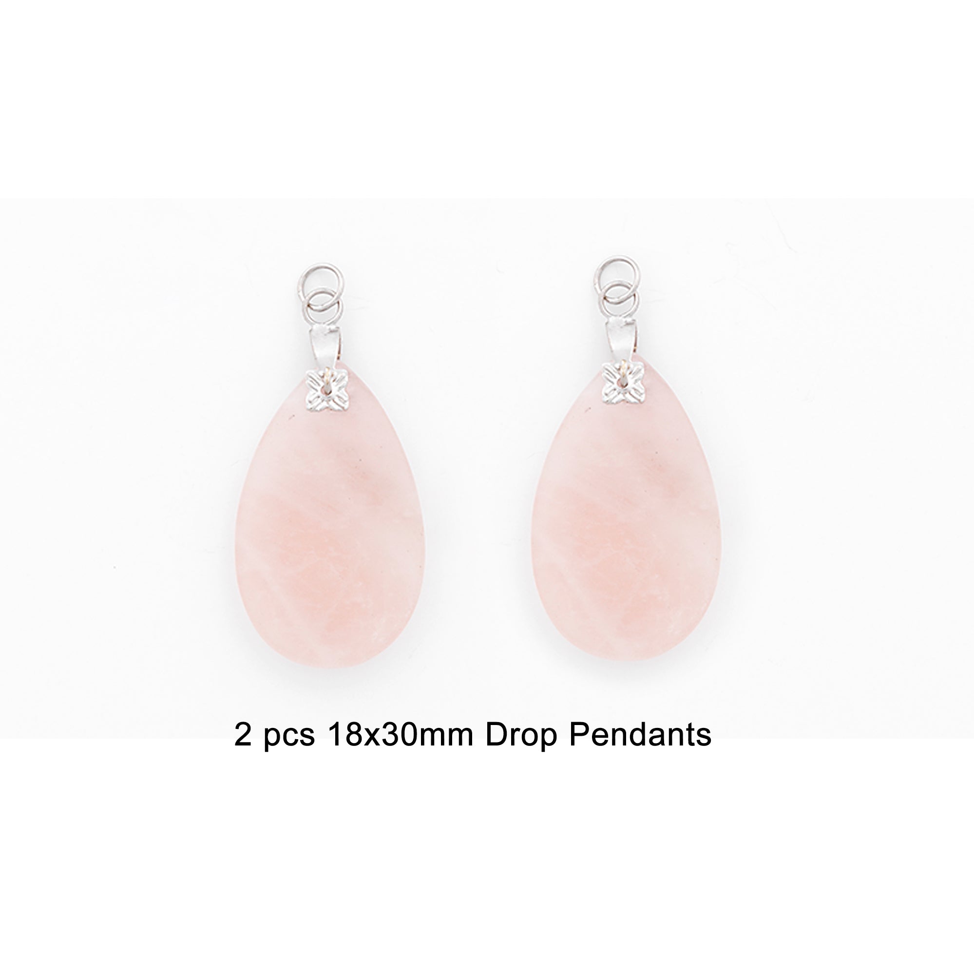 Rose Quartz Drop Pendants - 18x30mm -  2 pcs.    - Natural