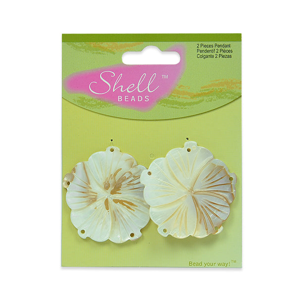 Shell Daisy Pendant - Oyster - Small  - 2 pcs.  - Natural