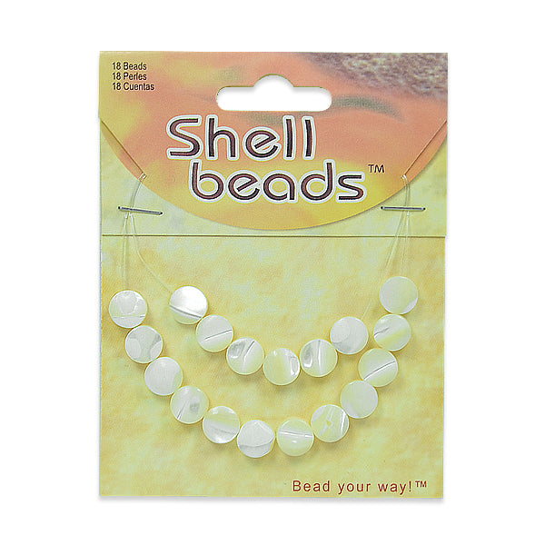 MOP Round Disk Beads - 8mm - 16 Pc Pack  - Natural