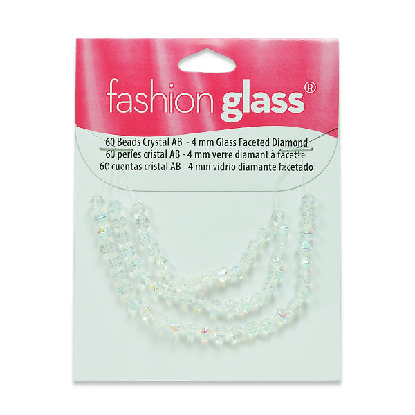 Diamond Facet Glass Beads Pack of 60  - Crystal Aurora Borealis