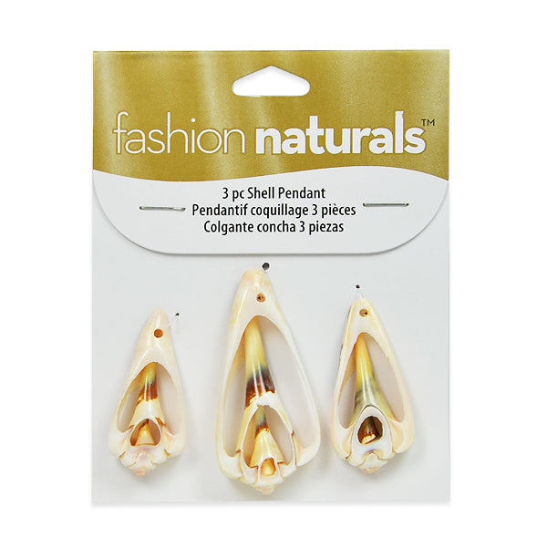 Sliced Shell Pendants - Ivory Multi - 3 Pc Pack  - Natural