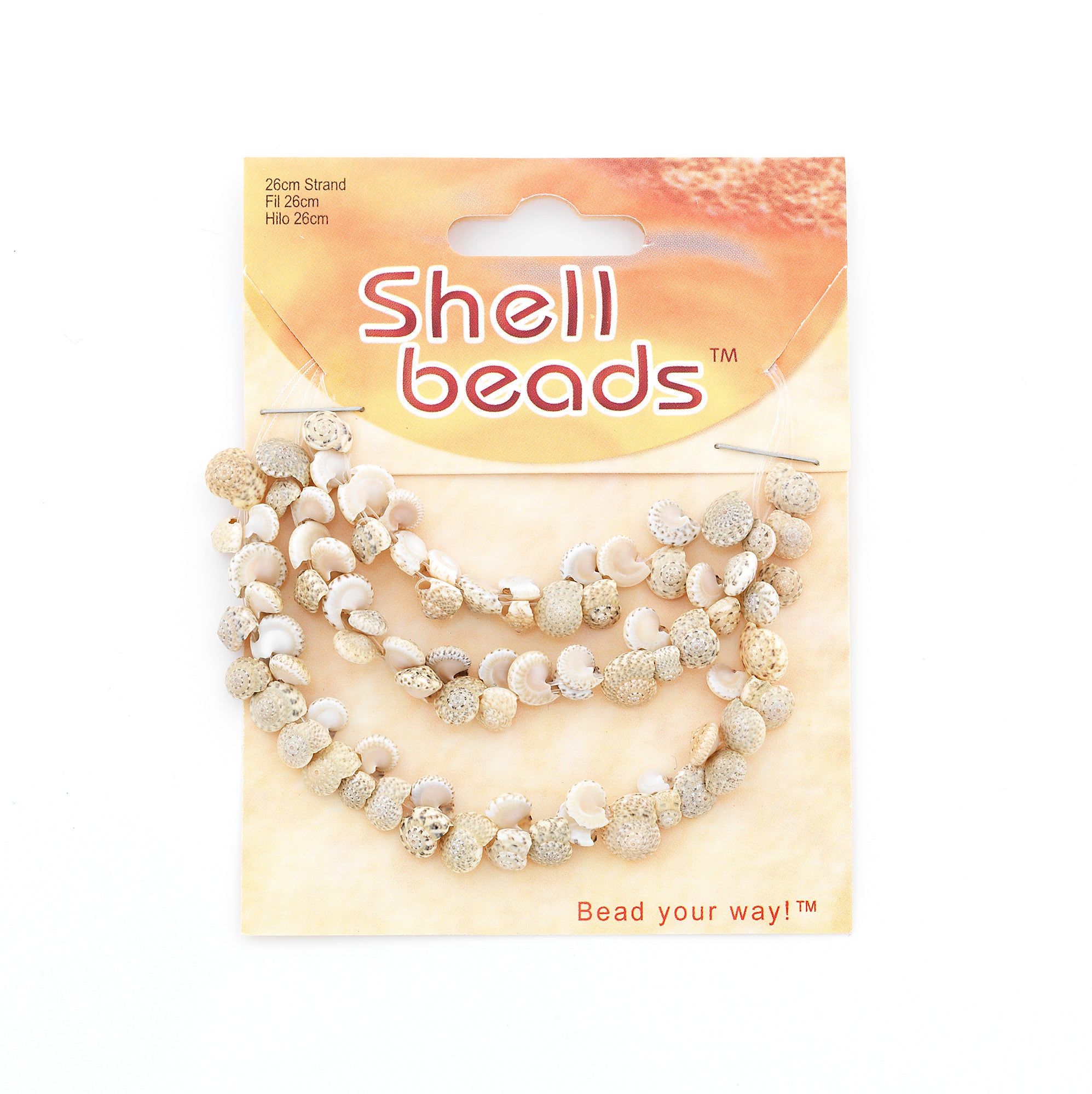 Tiny Spotted Shell  Beads - 26cm  - Natural