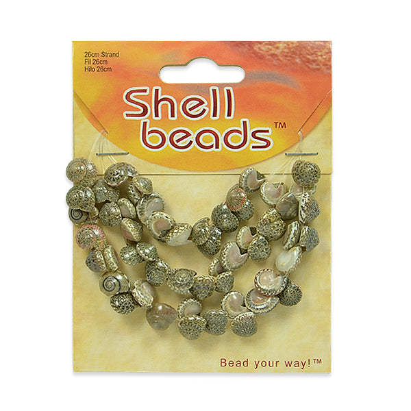 Spotted Mud Shell Beads - 26 pcs.  - Natural