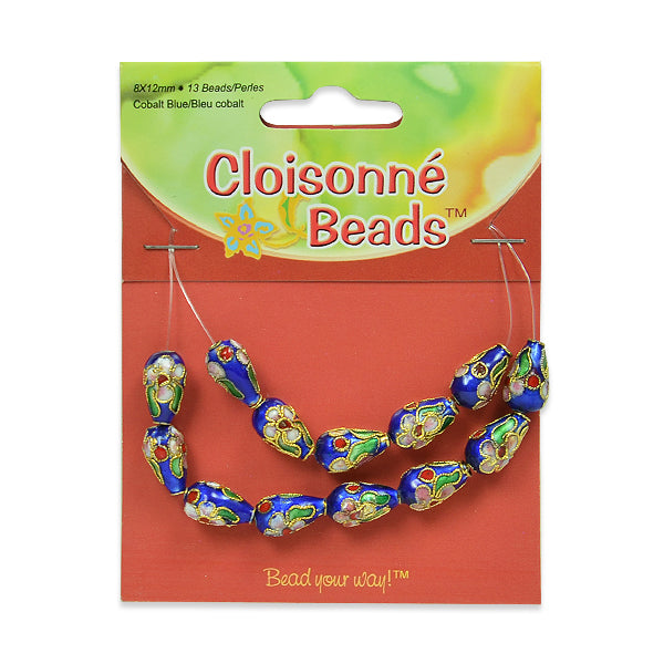 Cloisonne Beads  Pack of 13 Beads  - Blue Multi