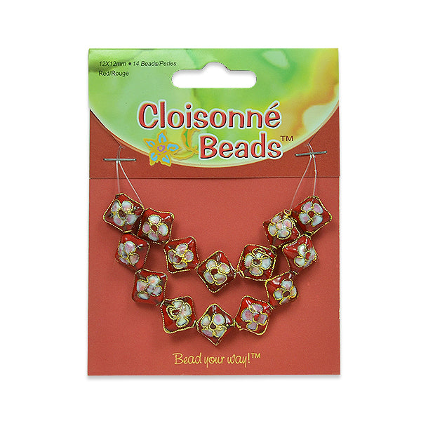 Cloisonne Beads  Pack of  14  - Red Multi