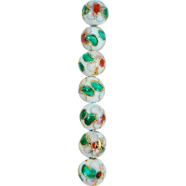 Cloisonne Beads Pack of 20   - White Multi