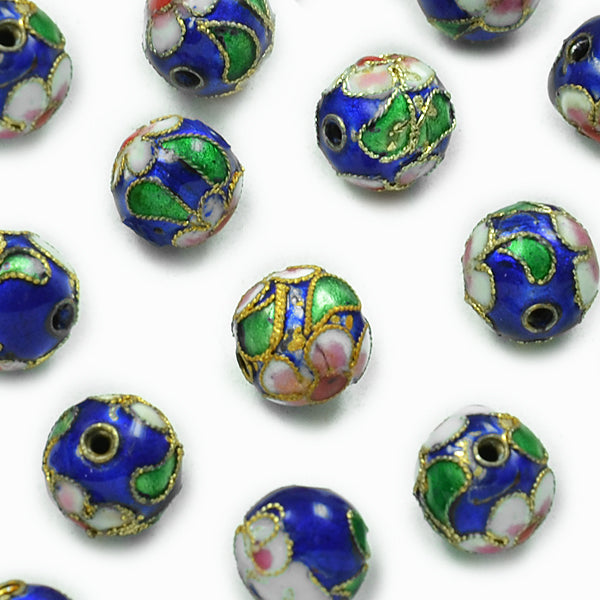 Cloisonne Beads Pack of 16  - Blue Multi