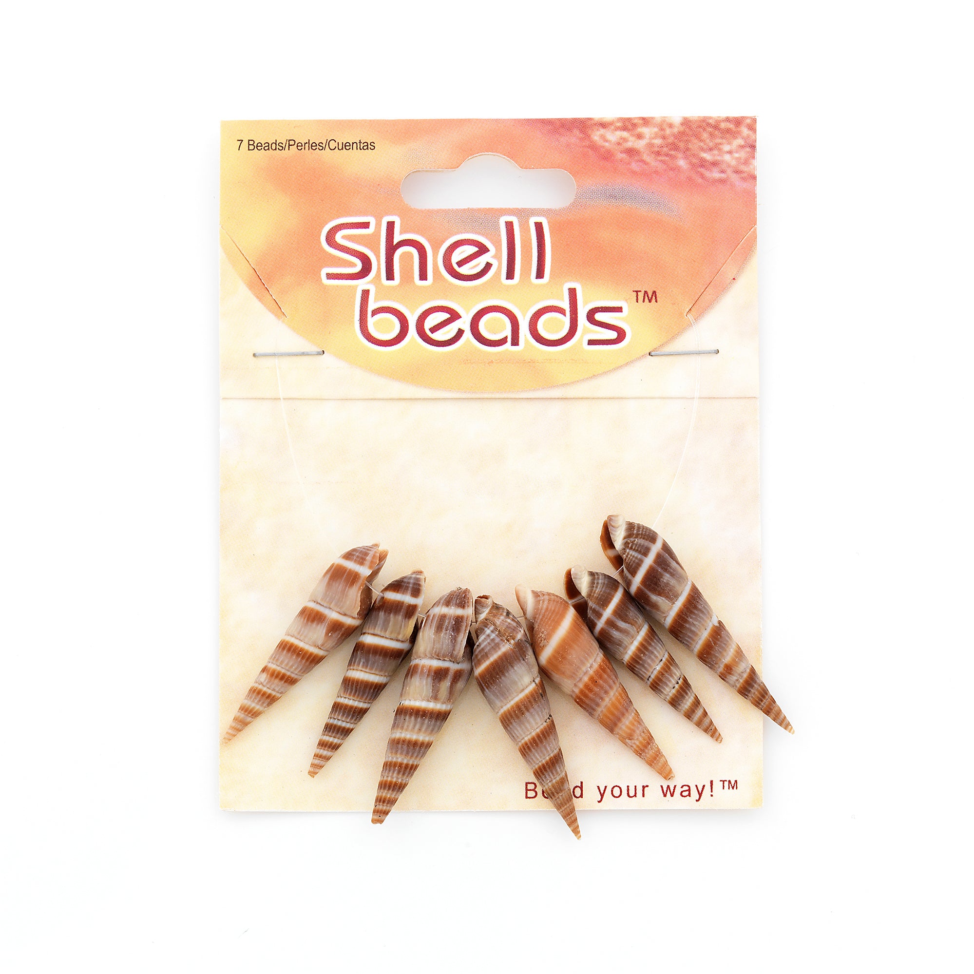 Long Spiral Shell Beads - Dark Brown - 7 pcs.  - Natural