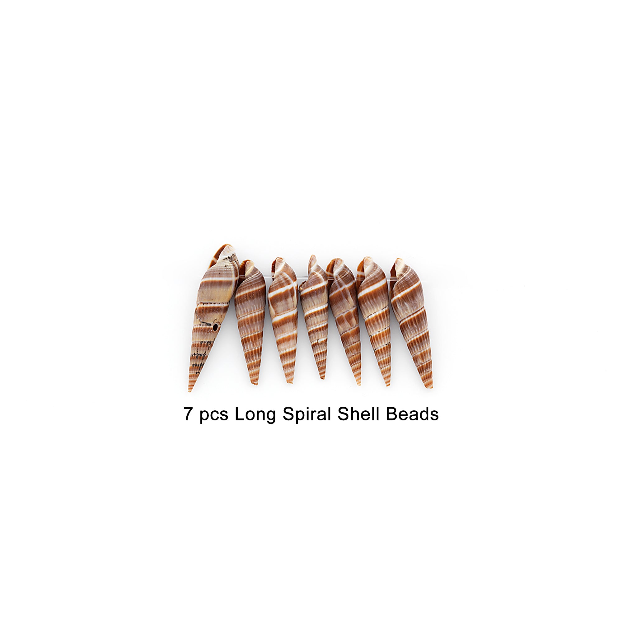 Long Spiral Shell Beads - Dark Brown - 7 pcs.  - Natural