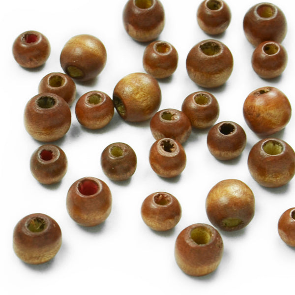 Round Wood Beads Pack of 30  - Taupe