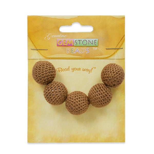 Crochet Beads Pack of 5      - Brown