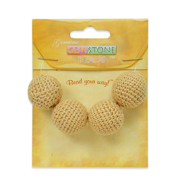 Crochet Beads Pack of 4        - Beige