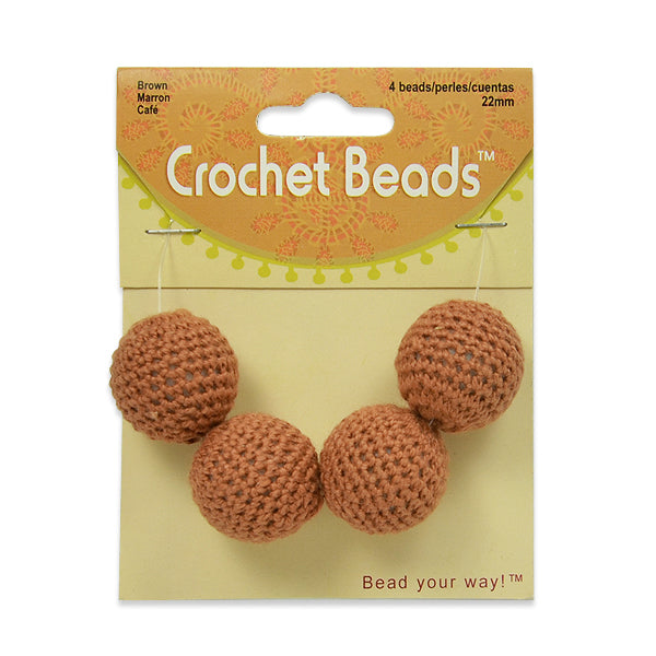 Crochet Beads Pack of 4      - Brown