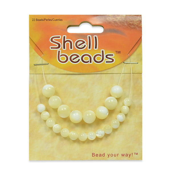 MOP Round Beads 6/8mm Pack of 22      - Natural