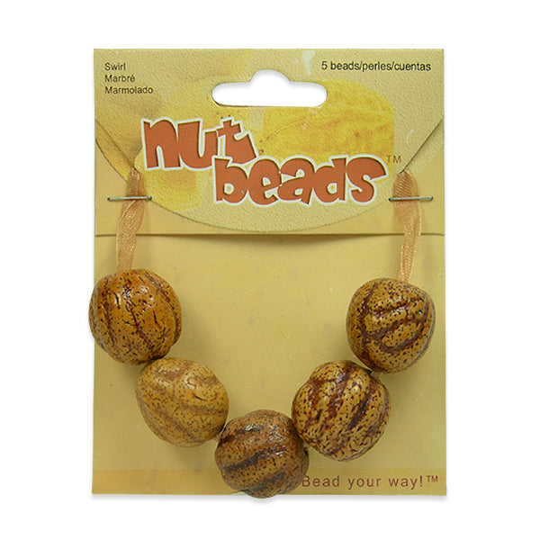 Swirl Nut Beads - 5 Pieces       - Natural