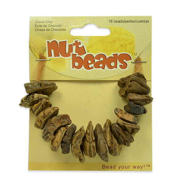 Chocolate Chip Nut Beads - 18 Pieces       - Natural