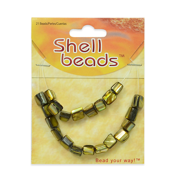 Tinted Shell Nugget Beads - Olive - 21 pcs.   - Natural