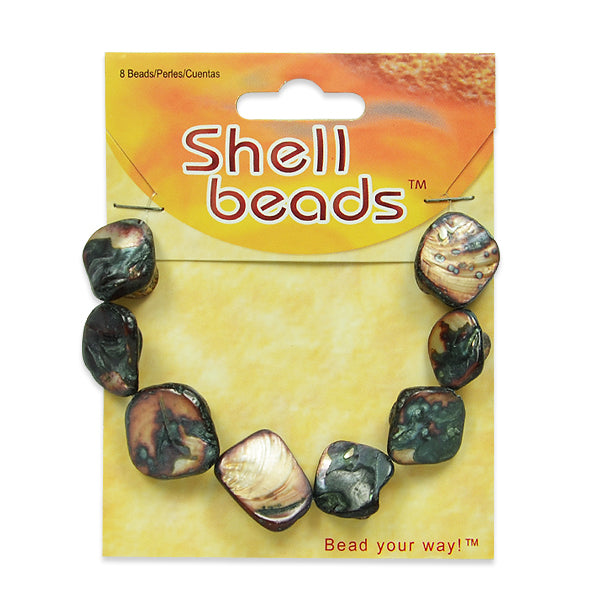 Sea Shell Chunky Beads 12mm-18mm - PK/8 - Tinted Slate              - Natural