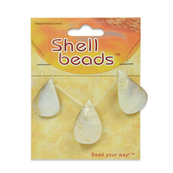 Sea Shell Hand Crafted Fan/Drop Shape Beads/Pandants Gray         - Natural