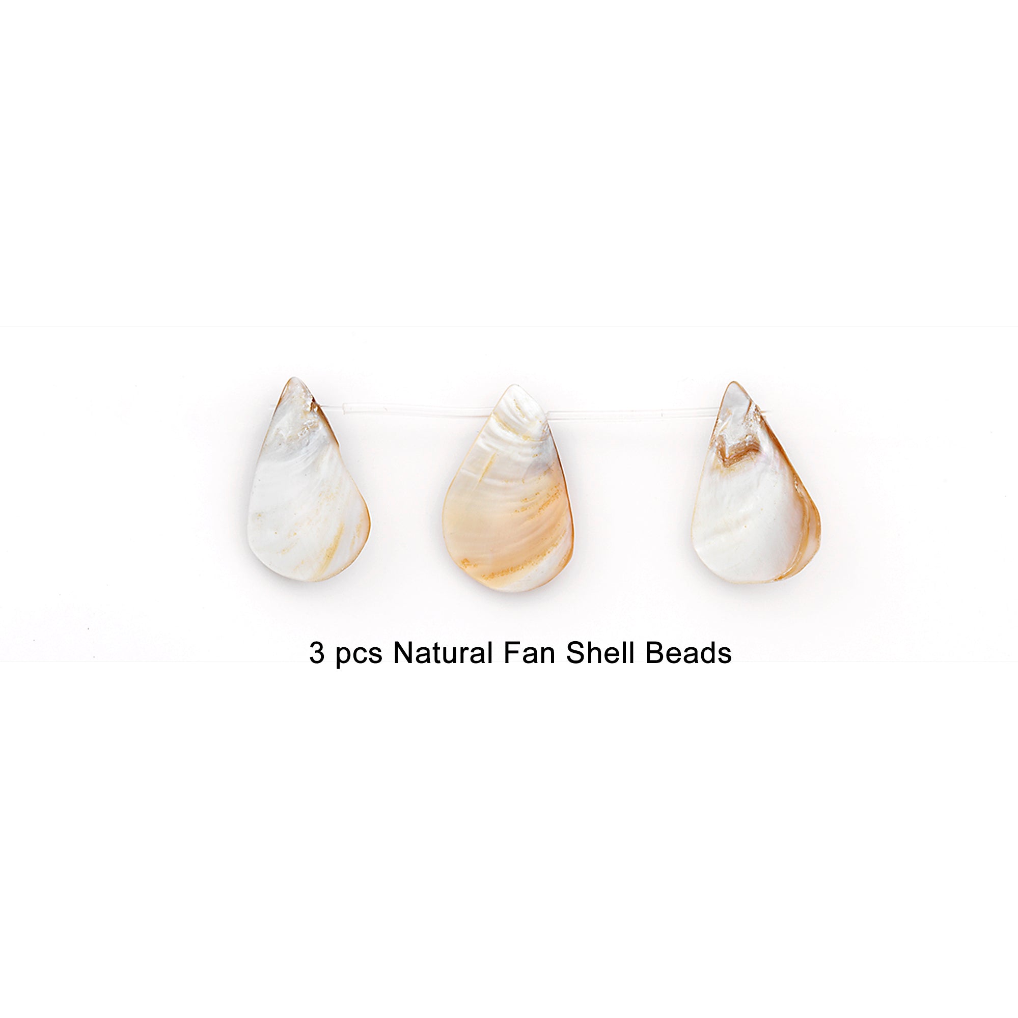 Sea Shell Hand Crafted Fan/Drop Shape Beads/Pandants Gray         - Natural