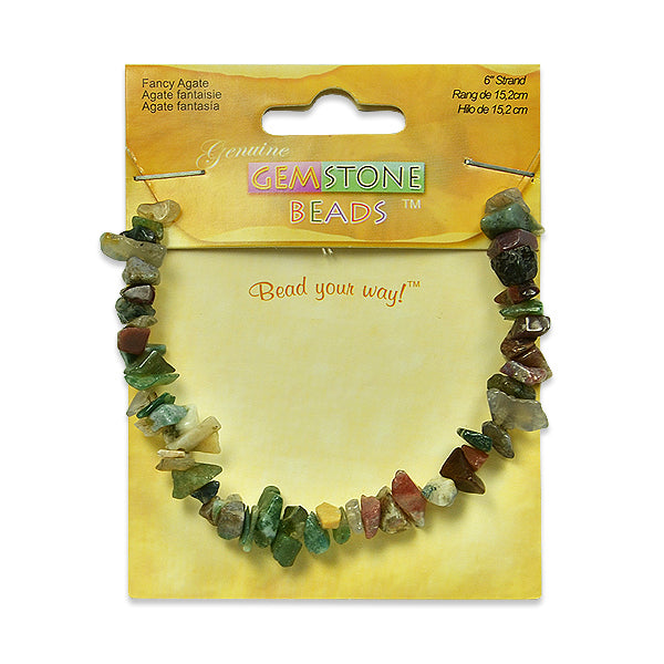 Fancy Agate Chips - 6" Strand   - Natural