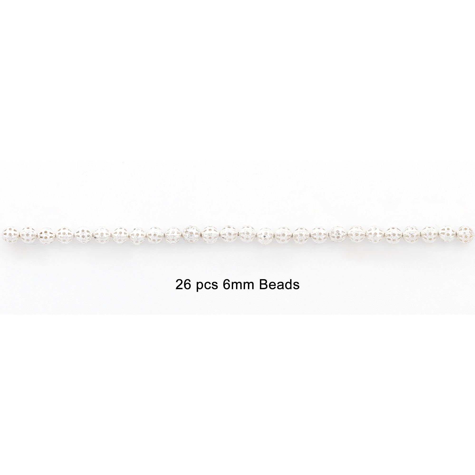 Filigree Metal 6mm Beads  Silver  PK/ 26