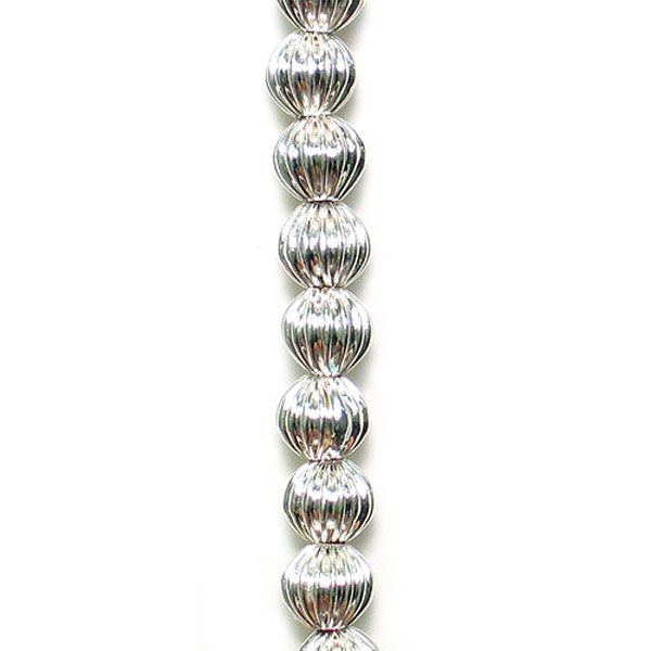 Pleated Metal Beads Pack of 13  - Silver