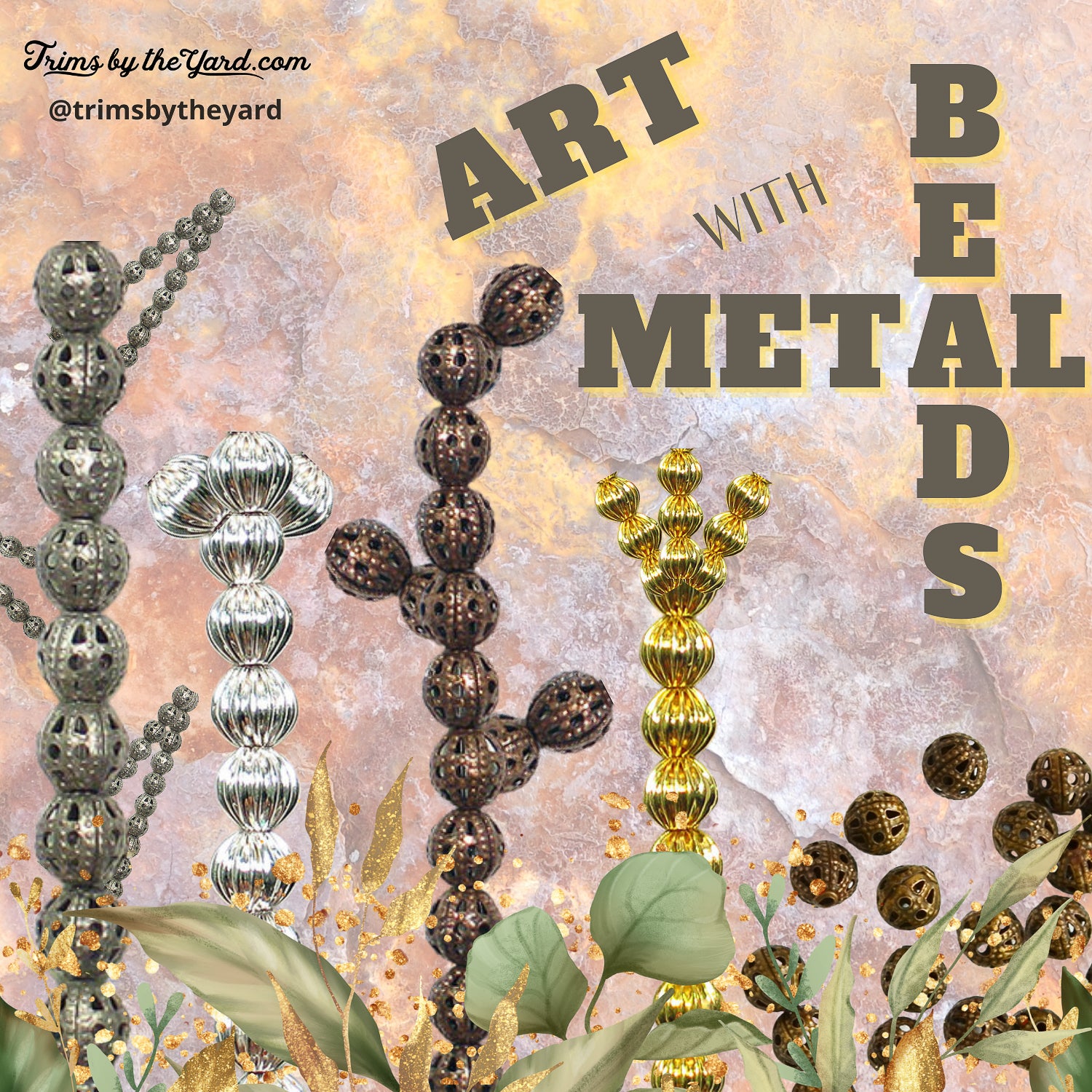 Pleated Metal Beads  Pack of 13  - Antique Gold