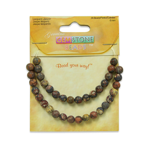 Leopard Jasper Beads - 6mm - 36 pcs.   - Natural