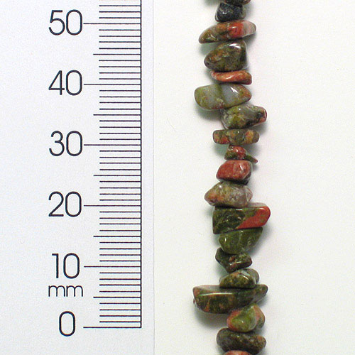 Unakite Chips - 2 x 8" Strand  - Natural