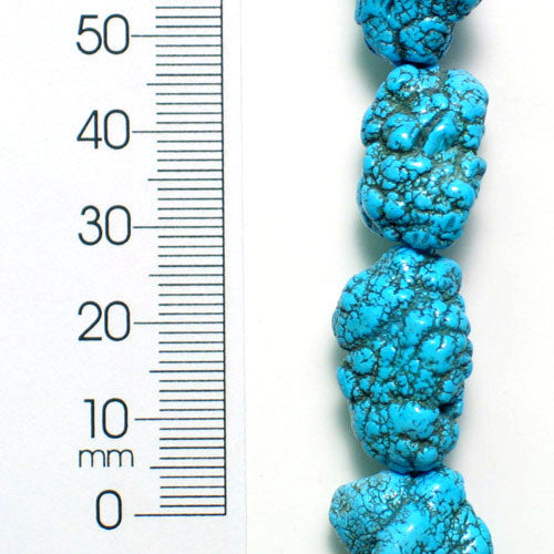 Synthetic Nugget Beads  - Turquoise - 8" Strand   - Natural