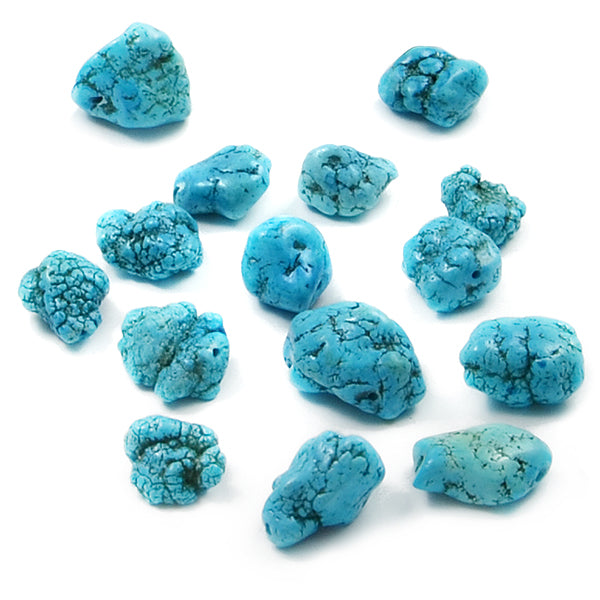 Synthetic Nugget Beads  - Turquoise - 8" Strand   - Natural