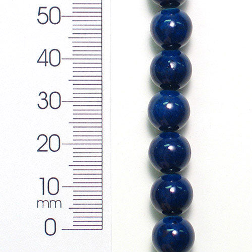 Round Fossil Dyed Lapis Beads - 10mm - 8" Strand   - Blue