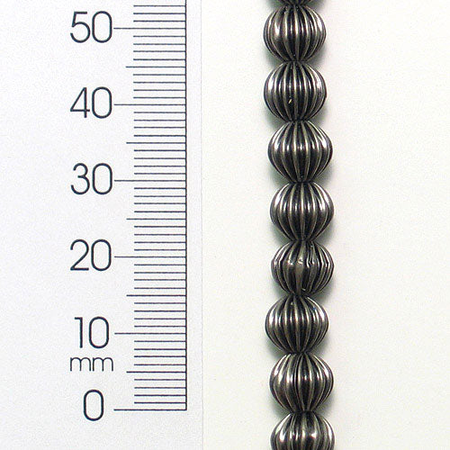 8mm x 8mm Round Pleated Metal Beads 8 Inch Strand (26-28 Beads)