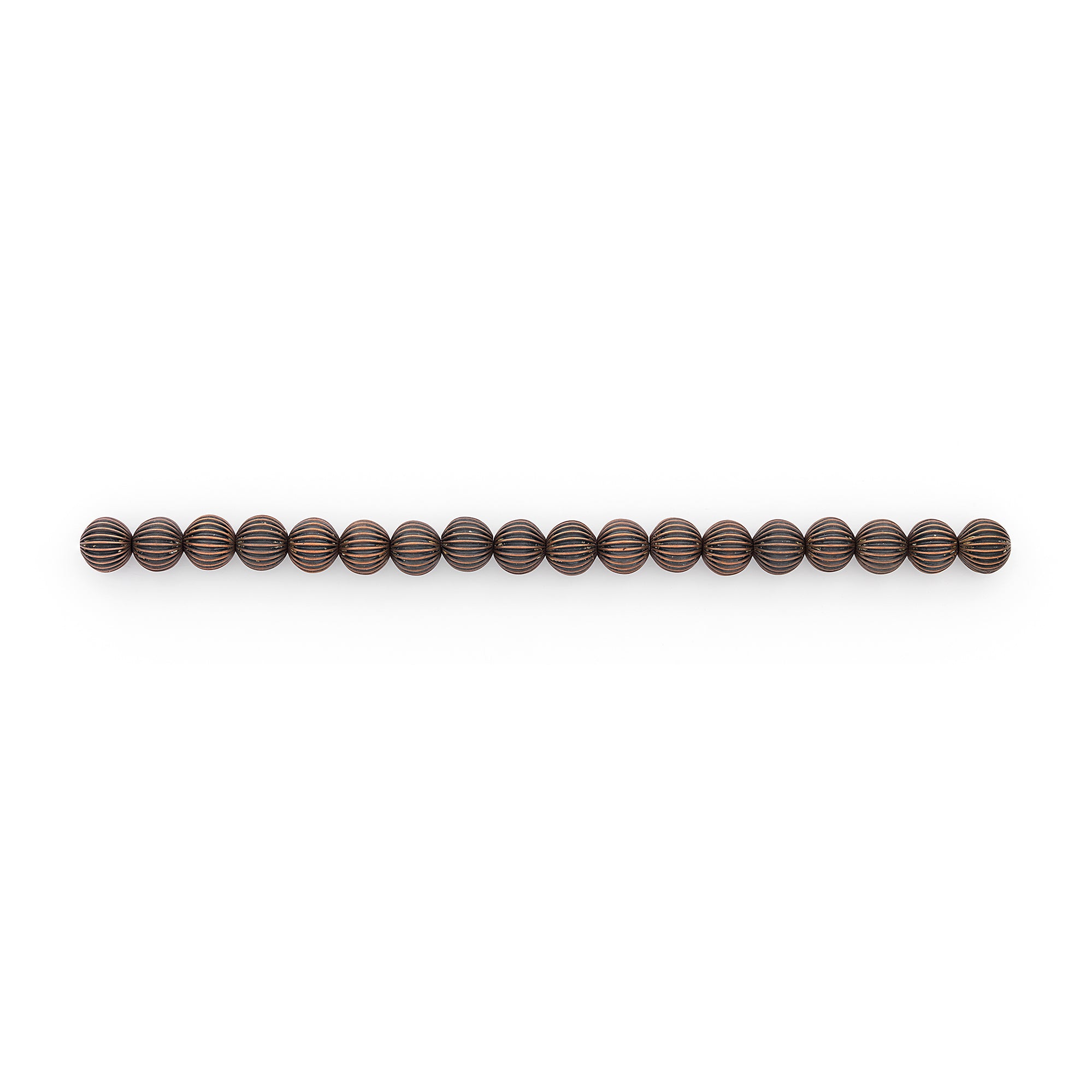 Pleated Metal 12mm Round Beads | 8" Strand (18 Beads)  |  Copper