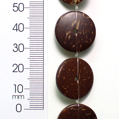 Coconut Disk Beads - 20mm - 8" Strand   - Natural