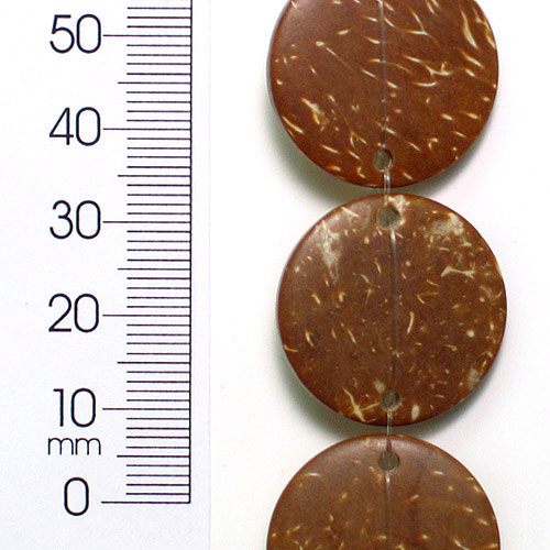 Coconut Disk Beads - 25mm - 8" Strand   - Natural